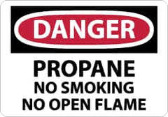 NMC - "Danger - Propane - No Smoking - No Open Flame", 7" Long x 10" Wide, Aluminum Safety Sign - Rectangle, 0.04" Thick, Use for Accident Prevention - Exact Tooling