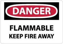 NMC - Danger - Flammable - Keep Fire Away, Aluminum Fire Sign - 10" Wide x 7" High - Exact Tooling