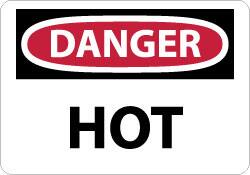 NMC - "Danger - Hot", 7" Long x 10" Wide, Aluminum Safety Sign - Rectangle, 0.04" Thick, Use for Hazardous Materials - Exact Tooling