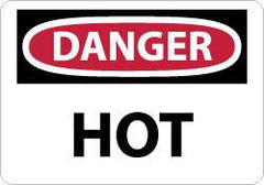 NMC - "Danger - Hot", 7" Long x 10" Wide, Aluminum Safety Sign - Rectangle, 0.04" Thick, Use for Hazardous Materials - Exact Tooling
