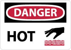 NMC - "Danger - Hot", 7" Long x 10" Wide, Aluminum Safety Sign - Rectangle, 0.04" Thick, Use for Hazardous Materials - Exact Tooling