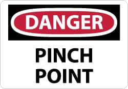 NMC - "Danger - Pinch Point", 7" Long x 10" Wide, Aluminum Safety Sign - Rectangle, 0.04" Thick, Use for Accident Prevention - Exact Tooling