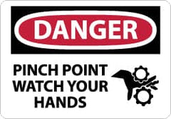 NMC - "Danger - Pinch Point - Watch Your Hands", 7" Long x 10" Wide, Aluminum Safety Sign - Rectangle, 0.04" Thick, Use for Accident Prevention - Exact Tooling