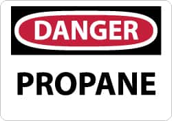 NMC - "Danger - Propane", 7" Long x 10" Wide, Aluminum Safety Sign - Rectangle, 0.04" Thick, Use for Hazardous Materials - Exact Tooling