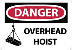 NMC - "Danger - Overhead Hoist", 10" Long x 14" Wide, Aluminum Safety Sign - Rectangle, 0.04" Thick, Use for Accident Prevention - Exact Tooling