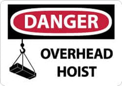 NMC - "Danger - Overhead Hoist", 10" Long x 14" Wide, Aluminum Safety Sign - Rectangle, 0.04" Thick, Use for Accident Prevention - Exact Tooling