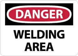 NMC - "Danger - Welding Area", 10" Long x 14" Wide, Aluminum Safety Sign - Rectangle, 0.04" Thick, Use for Accident Prevention - Exact Tooling