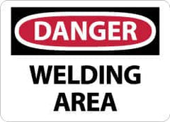 NMC - "Danger - Welding Area", 10" Long x 14" Wide, Rigid Plastic Safety Sign - Rectangle, 0.05" Thick, Use for Accident Prevention - Exact Tooling