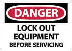 NMC - "Danger - Lock Out Equipment Before Servicing", 10" Long x 14" Wide, Aluminum Safety Sign - Rectangle, 0.04" Thick, Use for Accident Prevention - Exact Tooling