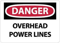 NMC - "Danger - Overhead Power Lines", 10" Long x 14" Wide, Aluminum Safety Sign - Rectangle, 0.04" Thick, Use for Accident Prevention - Exact Tooling