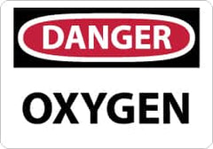 NMC - "Danger - Oxygen", 7" Long x 10" Wide, Aluminum Safety Sign - Rectangle, 0.04" Thick, Use for Hazardous Materials - Exact Tooling