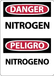 NMC - "Danger - Nitrogen", 14" Long x 10" Wide, Aluminum Safety Sign - Rectangle, 0.04" Thick, Use for Hazardous Materials - Exact Tooling