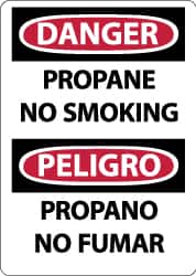 NMC - "Danger - Propane - No Smoking", 14" Long x 10" Wide, Pressure-Sensitive Vinyl Safety Sign - Rectangle, 0.004" Thick, Use for Accident Prevention - Exact Tooling