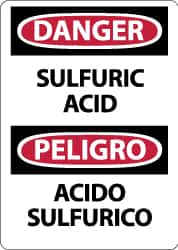 NMC - "Danger - Sulfuric Acid", 14" Long x 10" Wide, Aluminum Safety Sign - Rectangle, 0.04" Thick, Use for Hazardous Materials - Exact Tooling