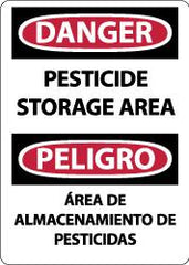 NMC - "Danger - Pesticide Storage Area", 14" Long x 10" Wide, Aluminum Safety Sign - Rectangle, 0.04" Thick, Use for Security & Admittance - Exact Tooling