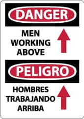 NMC - "Danger - Men Working Above", 14" Long x 10" Wide, Rigid Plastic Safety Sign - Rectangle, 0.05" Thick, Use for Accident Prevention - Exact Tooling