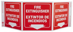 NMC - Fire Extinguisher, Rigid Plastic Fire Sign - 20" Wide x 7-1/2" High, English/Spanish - Exact Tooling