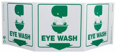 NMC - "Eye Wash", 7-1/2" Long x 20" Wide, Rigid Plastic Safety Sign - Rectangle, 0.01" Thick, Use for First Aid - Exact Tooling