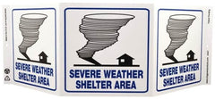 NMC - "Severe Weather Shelter Area", 7-1/2" Long x 20" Wide, Rigid Plastic Safety Sign - Rectangle, 0.01" Thick, Use for Accident Prevention - Exact Tooling