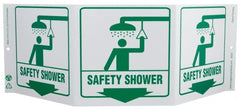 NMC - "Safety Shower", 7-1/2" Long x 20" Wide, Rigid Plastic Safety Sign - Rectangle, 0.01" Thick, Use for First Aid - Exact Tooling