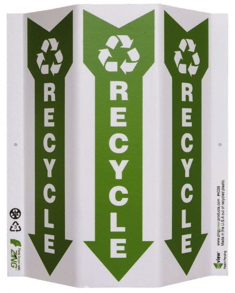 NMC - "Recycle", 12" Long x 9" Wide, Rigid Plastic Safety Sign - Rectangle, 0.01" Thick, Use for Restroom, Janitorial & Housekeeping - Exact Tooling