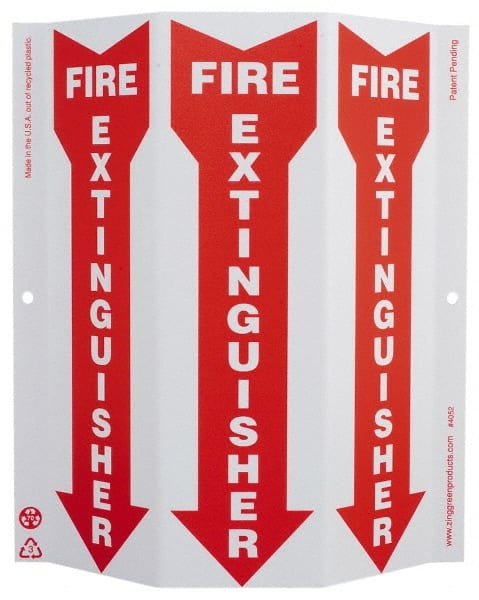 NMC - Fire Extinguisher, Rigid Plastic Fire Sign - 9" Wide x 12" High - Exact Tooling