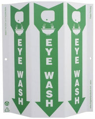NMC - "Eye Wash", 12" Long x 9" Wide, Rigid Plastic Safety Sign - Rectangle, 0.01" Thick, Use for First Aid - Exact Tooling