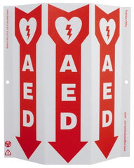 NMC - "AED", 12" Long x 9" Wide, Rigid Plastic Safety Sign - Rectangle, 0.01" Thick, Use for First Aid - Exact Tooling