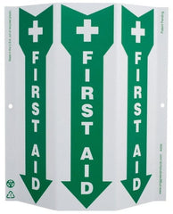 NMC - "First Aid", 12" Long x 9" Wide, Rigid Plastic Safety Sign - Rectangle, 0.01" Thick, Use for First Aid - Exact Tooling
