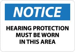NMC - "Notice - Hearing Protection Must Be Worn in This Area", 10" Long x 14" Wide, Aluminum Safety Sign - Rectangle, 0.04" Thick, Use for Accident Prevention - Exact Tooling