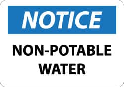 NMC - "Notice - Non-Potable Water", 10" Long x 14" Wide, Rigid Plastic Safety Sign - Rectangle, 0.05" Thick, Use for Security & Admittance - Exact Tooling
