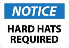 NMC - "Notice - Hard Hats Required", 10" Long x 14" Wide, Aluminum Safety Sign - Rectangle, 0.04" Thick, Use for Accident Prevention - Exact Tooling