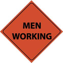 NMC - "Men Working", 48" Wide x 48" High, Nylon Construction Roadway Signs - Black on Orange, Engineer Grade Reflectivity, Diamond, Sign Stand Mount - Exact Tooling