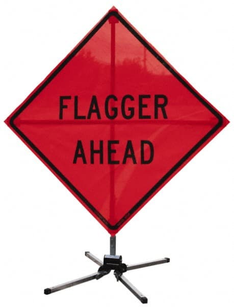 NMC - Roll-Up Traffic Sign Stand - Aluminum, Compatible with 18" High x 18" Wide Signs - Exact Tooling