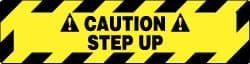 NMC - Caution - Step Up, Anti-Skid Pressure-Sensitive Vinyl Floor Sign - Rectangle, Black on Yellow, Adhesive Backed, For Accident Prevention - Exact Tooling