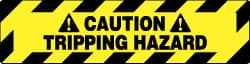 NMC - Caution - Tripping Hazard, Anti-Skid Pressure-Sensitive Vinyl Floor Sign - Rectangle, Black on Yellow, Adhesive Backed, For Accident Prevention - Exact Tooling
