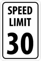 NMC - "Speed Limit 30", 18" Wide x 24" High, Aluminum Speed Limit Signs - 0.08" Thick, Black on White, High Intensity Reflectivity, Rectangle, Post Mount - Exact Tooling