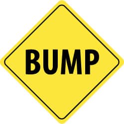 NMC - "Bump", 24" Wide x 24" High, Aluminum Traffic Control Signs - 0.08" Thick, Black on Yellow, High Intensity Reflectivity, Diamond, Post Mount - Exact Tooling