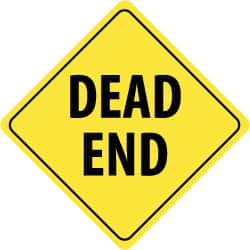 NMC - "Dead End", 24" Wide x 24" High, Aluminum Traffic Control Signs - 0.08" Thick, Black on Yellow, High Intensity Reflectivity, Diamond, Post Mount - Exact Tooling