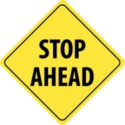 NMC - "Stop Ahead", 24" Wide x 24" High, Aluminum Traffic Control Signs - 0.08" Thick, Black on Yellow, High Intensity Reflectivity, Diamond, Post Mount - Exact Tooling