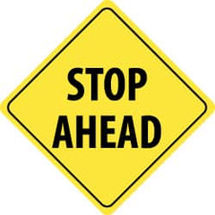 NMC - "Stop Ahead", 24" Wide x 24" High, Aluminum Traffic Control Signs - 0.08" Thick, Black on Yellow, High Intensity Reflectivity, Diamond, Post Mount - Exact Tooling