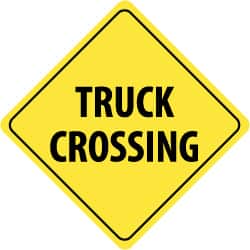 NMC - "Truck Crossing", 24" Wide x 24" High, Aluminum Traffic Control Signs - 0.08" Thick, Black on Yellow, High Intensity Reflectivity, Diamond, Post Mount - Exact Tooling