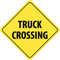 NMC - "Truck Crossing", 24" Wide x 24" High, Aluminum Traffic Control Signs - 0.08" Thick, Black on Yellow, High Intensity Reflectivity, Diamond, Post Mount - Exact Tooling