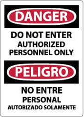 NMC - Security & Admittance Label, Header: DANGER - Legend: Danger - Do Not Enter - Authorized Personnel Only, English & Spanish, Black, Red & White, 3" Long x 5" High, Sign Muscle Finish - Exact Tooling
