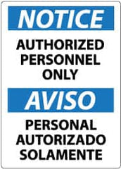 NMC - "Notice - Authorized Personnel Only", 20" Long x 14" Wide, Rigid Plastic Safety Sign - Rectangle, 0.05" Thick, Use for Security & Admittance - Exact Tooling