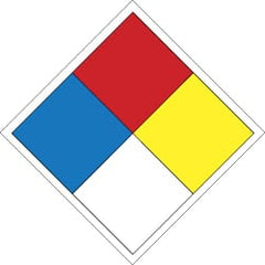 NMC - Hazardous Materials Label - Legend: Hazard Material System, English, Blue, Red, Yellow, Black & White, 4" Long x 4" High, Sign Muscle Finish - Exact Tooling