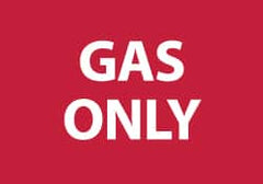 NMC - Hazardous Materials Label - Legend: Gas Only, English, White & Red, 5" Long x 3" High, Sign Muscle Finish - Exact Tooling
