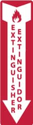 NMC - Extinguisher, Pressure Sensitive Vinyl Fire Sign - 4" Wide x 12" High, English/Spanish - Exact Tooling