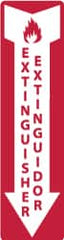 NMC - Extinguisher, Pressure Sensitive Vinyl Fire Sign - 4" Wide x 12" High, English/Spanish - Exact Tooling