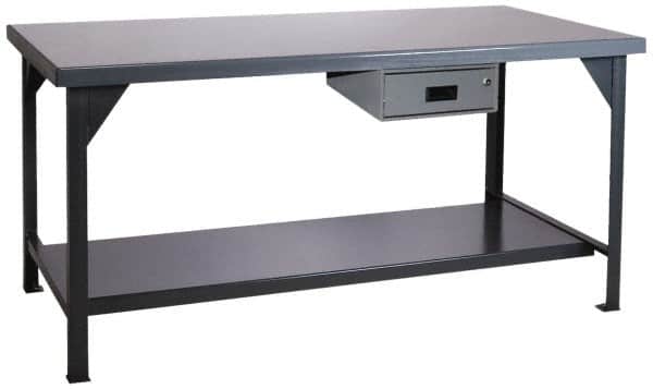 Durham - 48 Wide x 30" Deep x 34" High, Steel Workbench - Rounded Edge, Fixed Legs - Exact Tooling